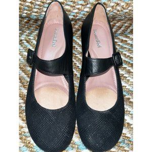 Beautifeel Round Toe Black Leather Mary Jane Pumps Size 6.5